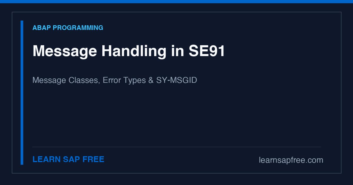 SAP ABAP Message Handling Guide