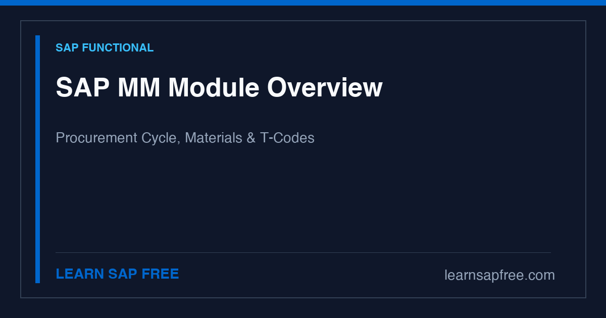 SAP MM Module Overview